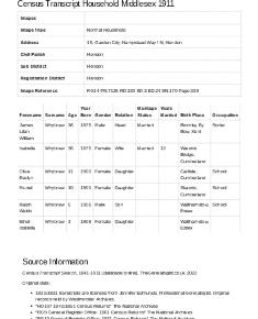 Census 1911 - 136 Hampstead Way
