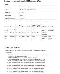 Census 1911 - 141 Hampstead Way
