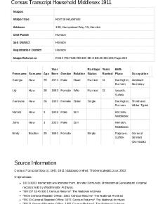 Census 1911 - 91 Hampstead Way
