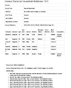 Census 1911 - 3 Wild Hatch Cottages
