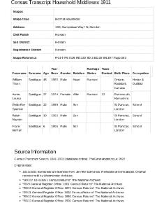 Census 1911 - 205 Hampstead Way
