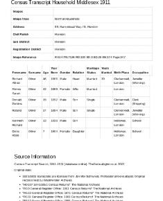 Census 1911 - 183 Hampstead Way
