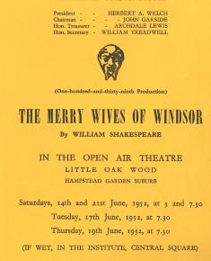 The Merry Wives of Windsor - Programme 1952