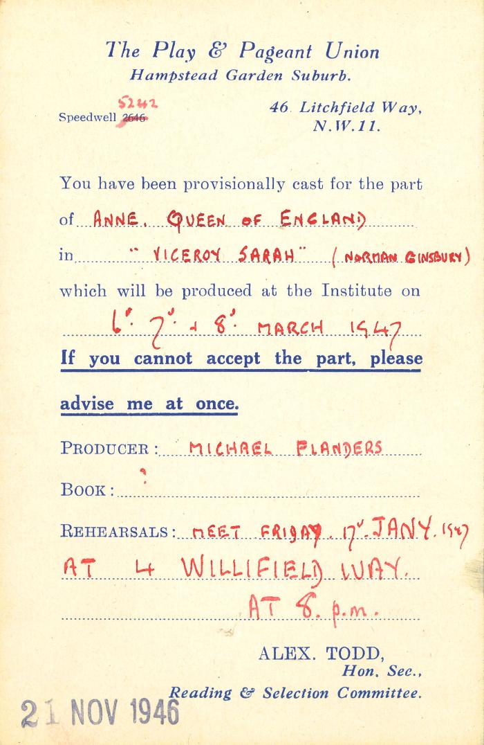 Viceroy Sarah - Casting Card